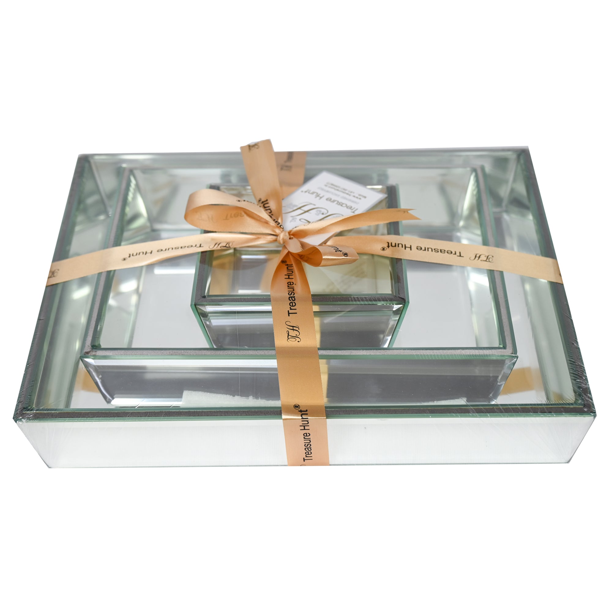 Luxury Silver Glass Tray Set of Three